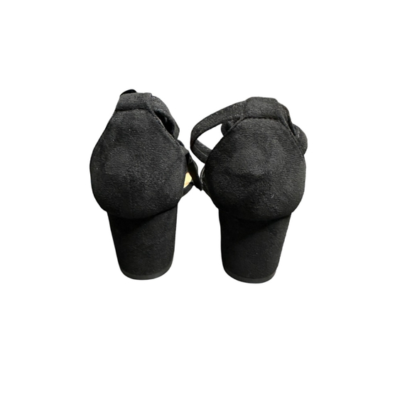 Women's TruFox Black Ankle Tie Block Heel Sandals Size 7.5 - Picture 2 of 9